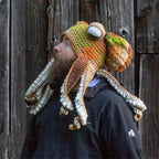 Crochet Octopus Hat with Wavy Tentacles, Large Eyes, Wool, 450g