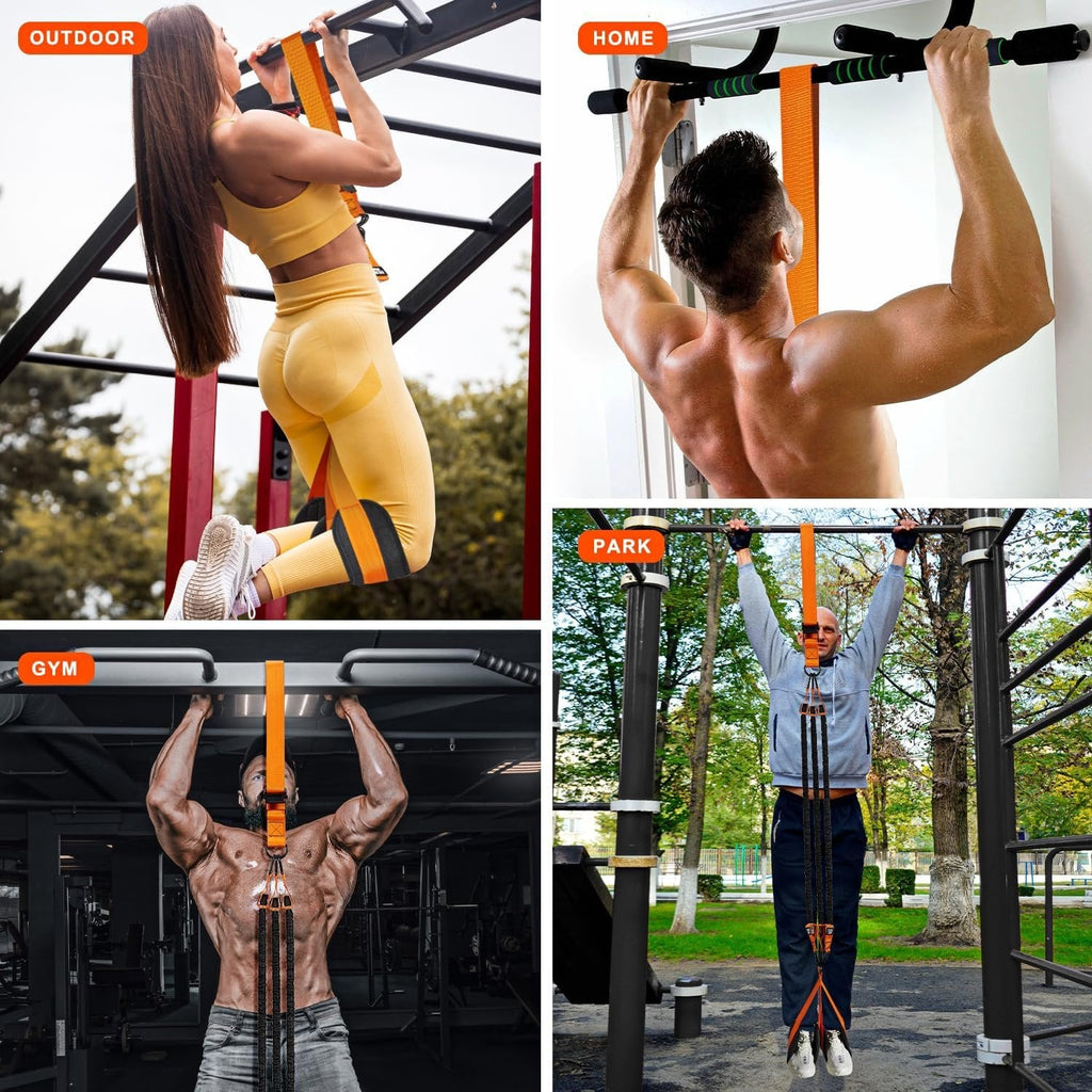 Pull-Up Assistance Band with Double Foot Support and Reinforced Steel Hooks