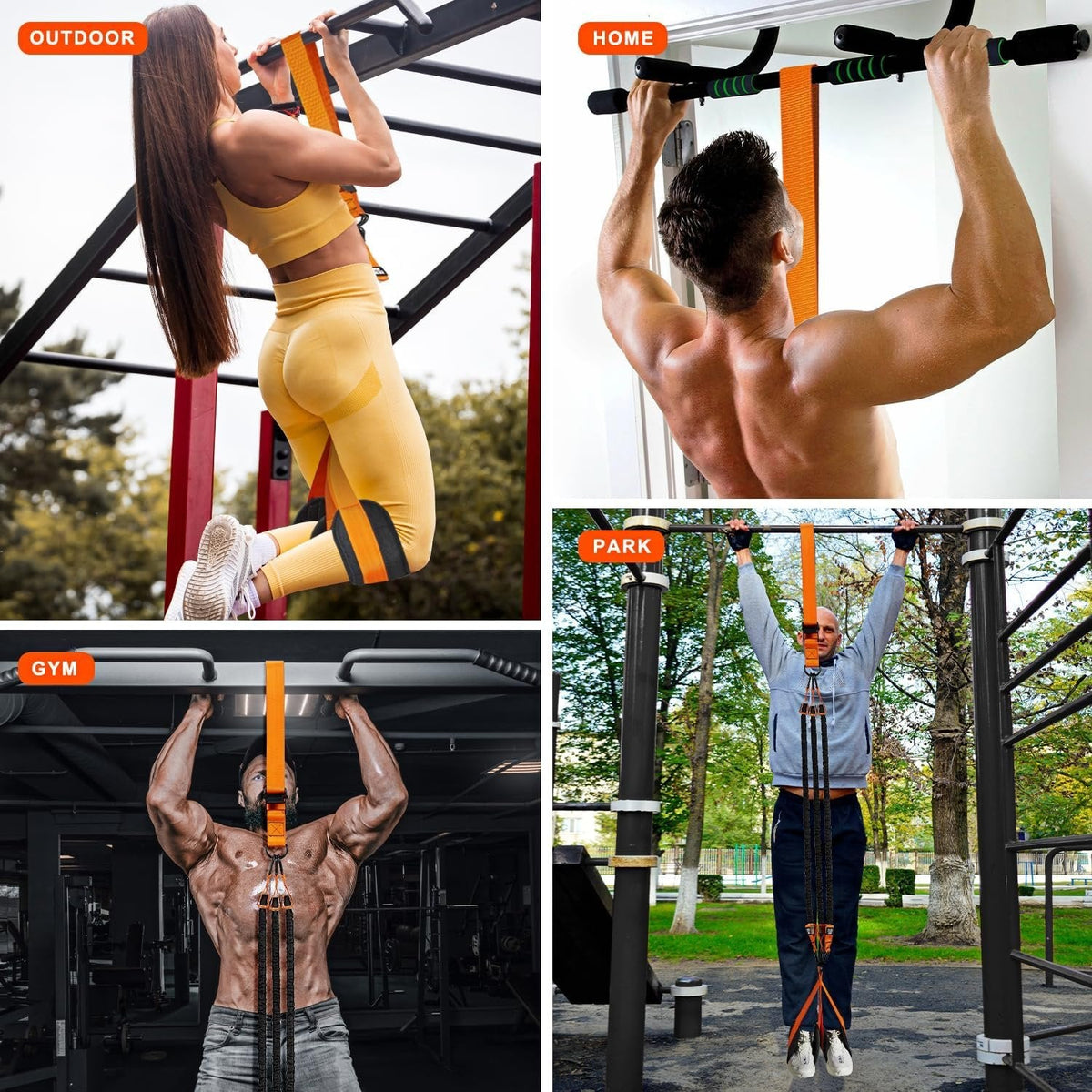Pull-Up Assistance Band with Double Foot Support and Reinforced Steel Hooks