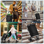 Foldable Shopping Trolley, 40 L, 1680D Oxford Fabric and Aluminum