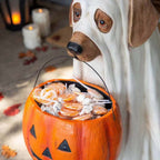 Pumpkin Puppy Resin Garden Decor, Hand-Painted, 18 × 17 × 25 cm