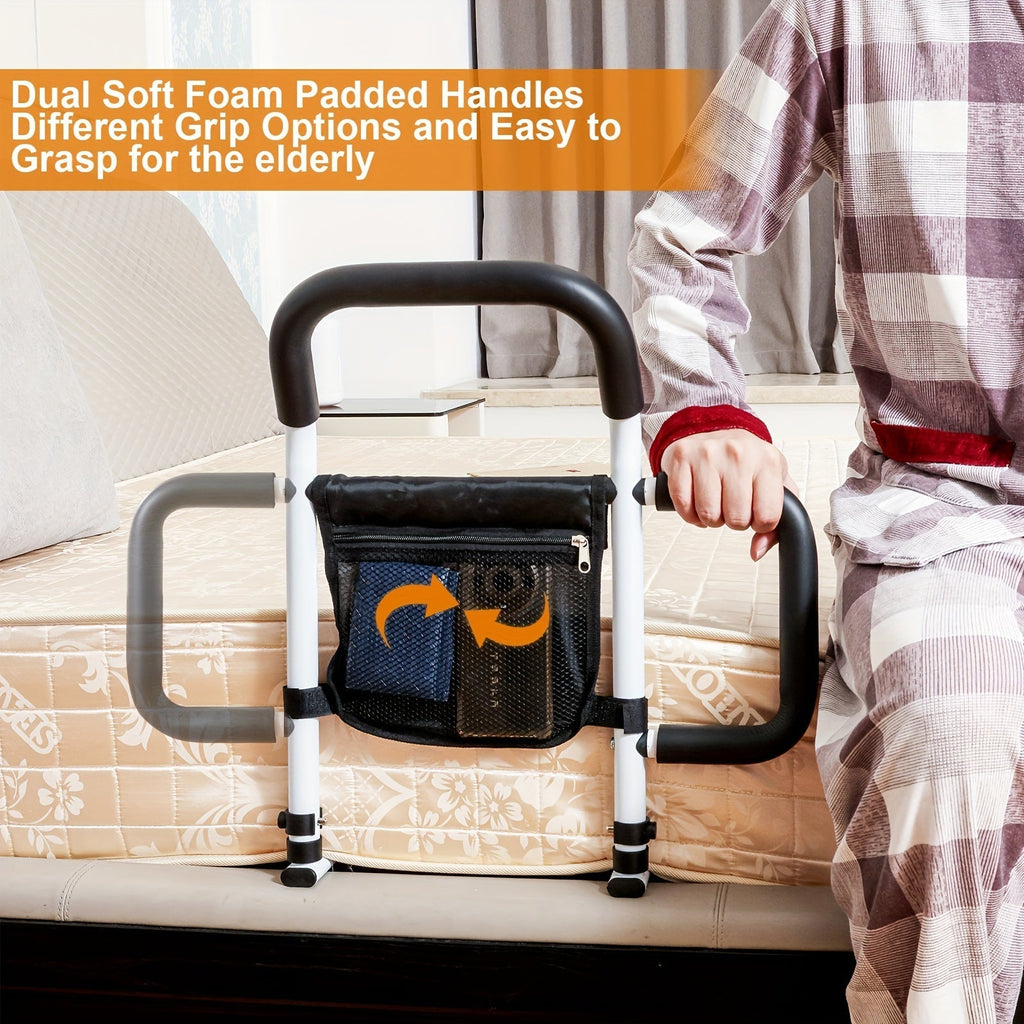 Bed Assist Handle with Dual Grips and Storage Bag, 136.08 kg Capacity