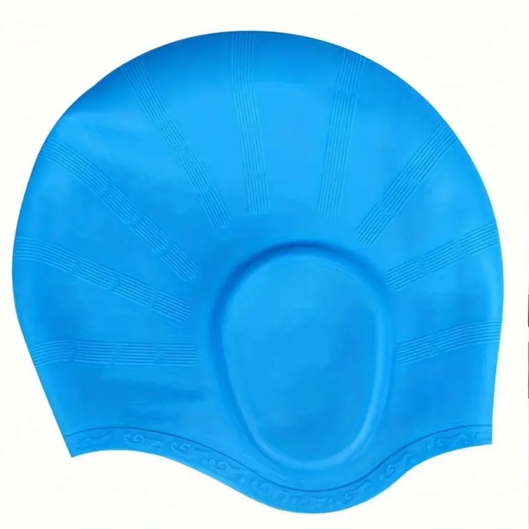 100% Silicone Swim Cap with Ear Pockets for Long or Thick Hair, view 2