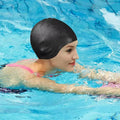 100% Silicone Swim Cap with Ear Pockets for Long or Thick Hair