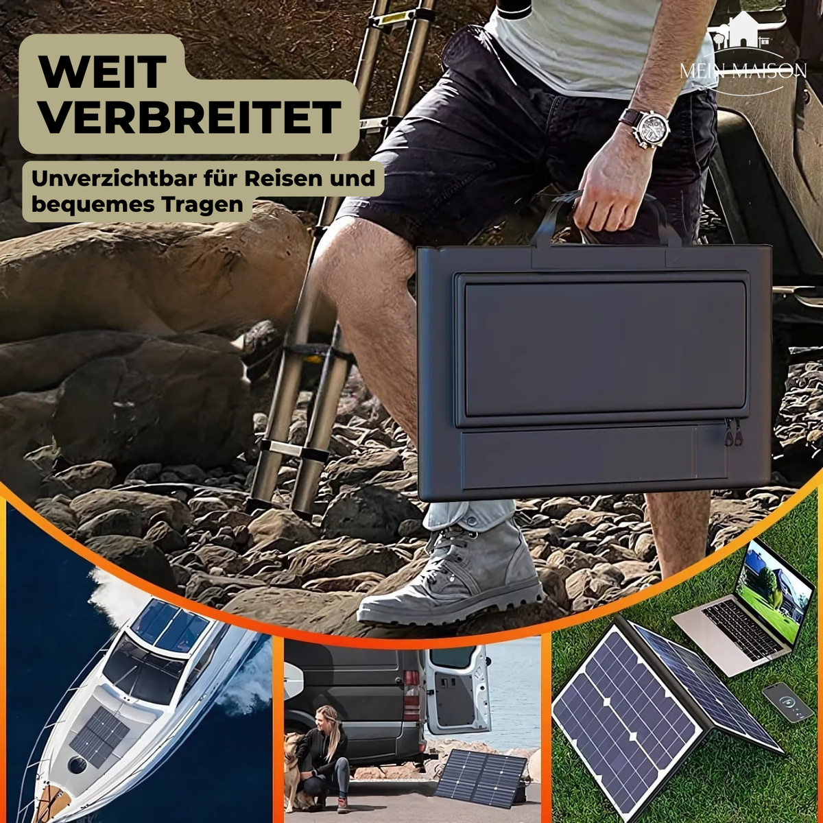 1000W Foldable Monocrystalline Solar Panel with MPPT for Camping, view 3