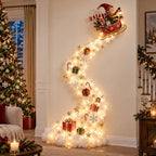 Christmas Wall Decoration with Warm Golden Lights and Winter Details