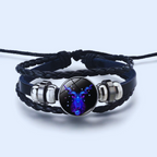 Zodiac Sign Bracelet in Alloy, Leather, Suede and Wax, 16cm + 5cm Adjustable