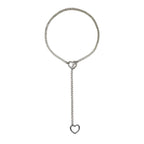 Gothic Punk Heart Y-Ring Necklace, Zinc-Plated Stainless Steel, 65cm