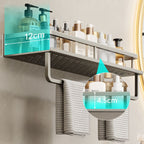 Carbon Steel Bathroom Shelf, 30–60 cm, Drill or Adhesive Mount