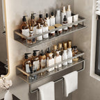 Carbon Steel Bathroom Shelf, 30–60 cm, Drill or Adhesive Mount
