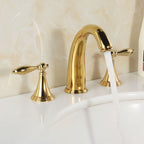 Brass Widespread Bathroom Sink Faucet with Two Lever Handles