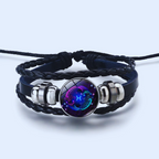 Zodiac Sign Bracelet in Alloy, Leather, Suede and Wax, 16cm + 5cm Adjustable