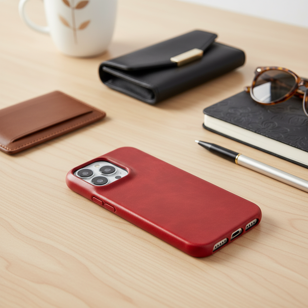 Oil-Wax Genuine Leather Apple iPhone Case with Magnetic Ring