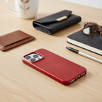 Oil-Wax Genuine Leather Apple iPhone Case with Magnetic Ring