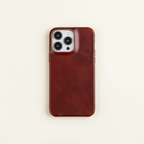 Oil-Wax Genuine Leather Apple iPhone Case with Magnetic Ring