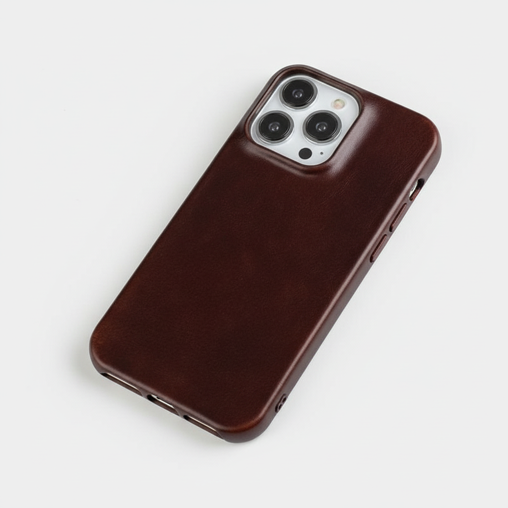 Oil-Wax Genuine Leather Apple iPhone Case with Magnetic Ring
