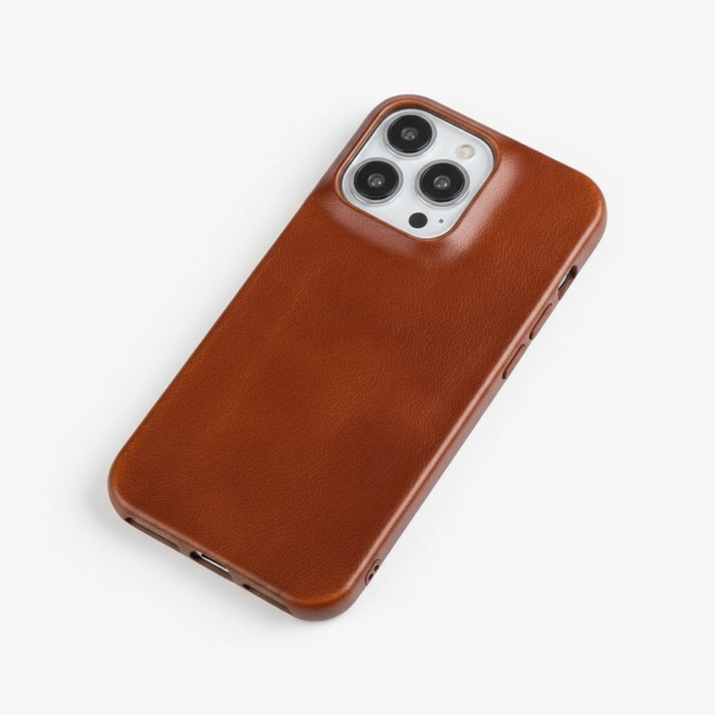 Oil-Wax Genuine Leather Apple iPhone Case with Magnetic Ring
