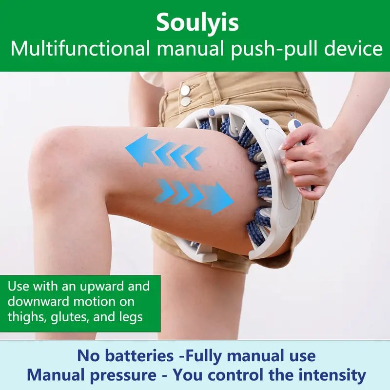 Manual Massage Roller with 360° Rollers, Adjustable Opening and Removable Handle