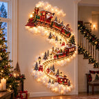 Christmas Wall Decoration with Warm Golden Lights and Winter Details