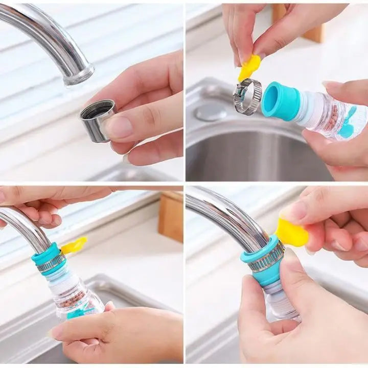 360° Faucet Attachment with Splash Guard, PP & PVC, 8–12 cm