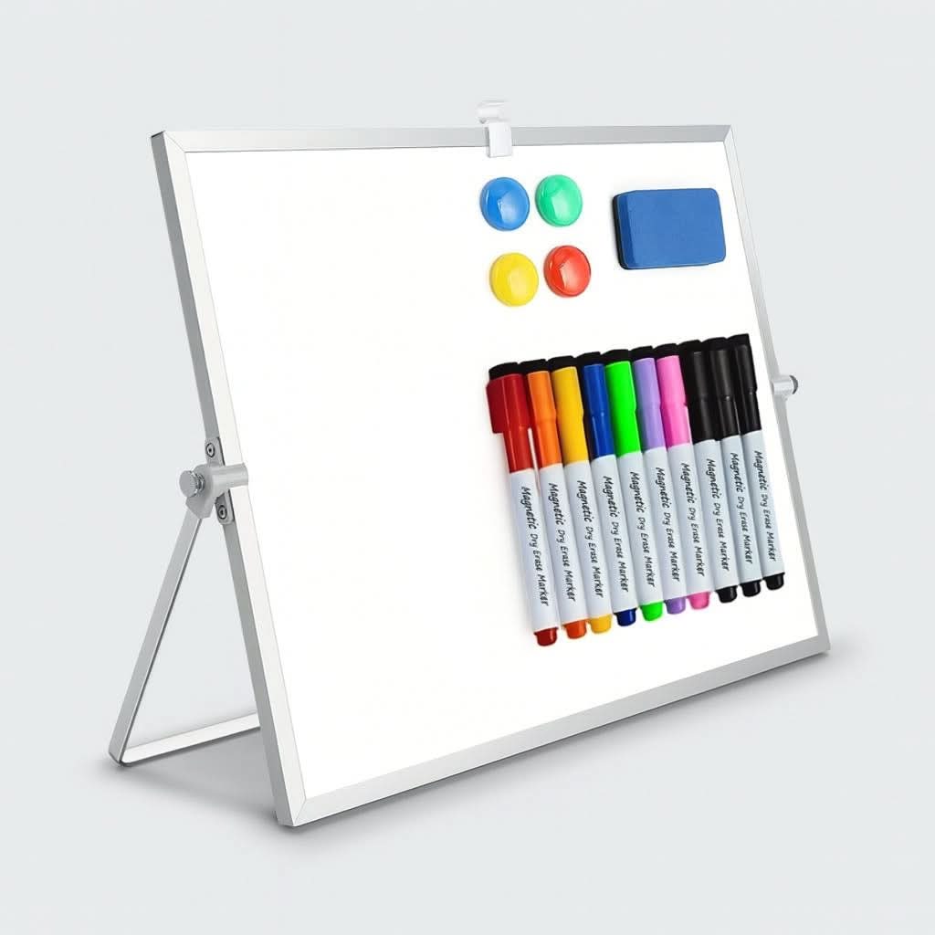 Portable Magnetic Whiteboard with Stand, Double-Sided, 51 × 45 cm