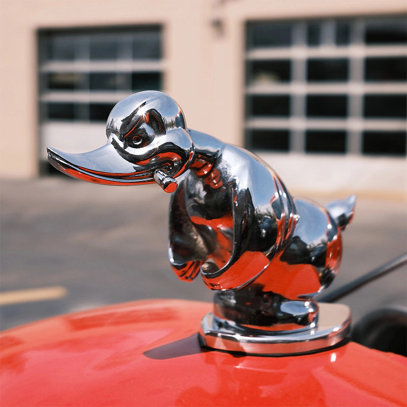 Angry Rubber Duck Radiator Emblem, Chrome-Plated, 6 × 4 Inches