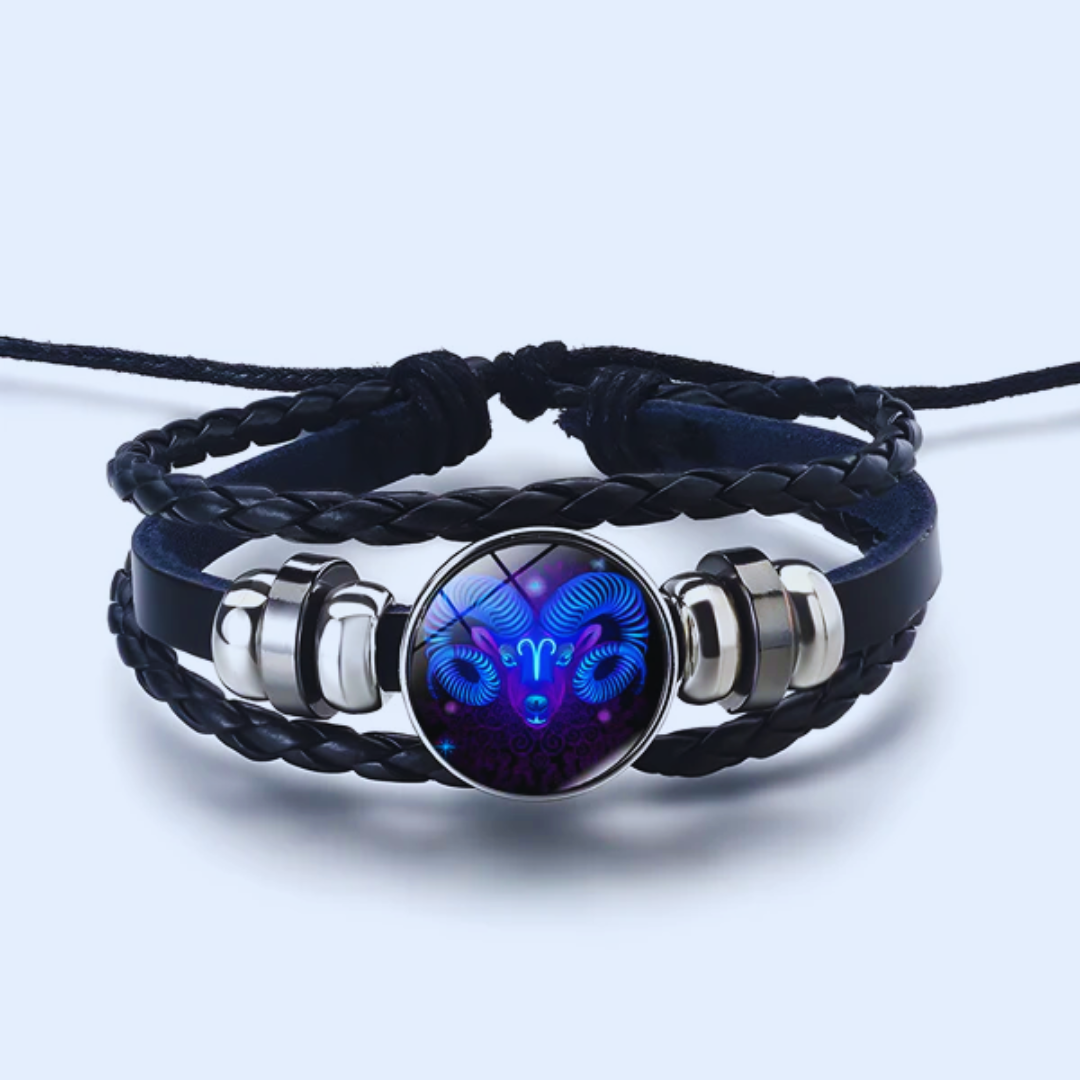 Zodiac Sign Bracelet in Alloy, Leather, Suede and Wax, 16cm + 5cm Adjustable