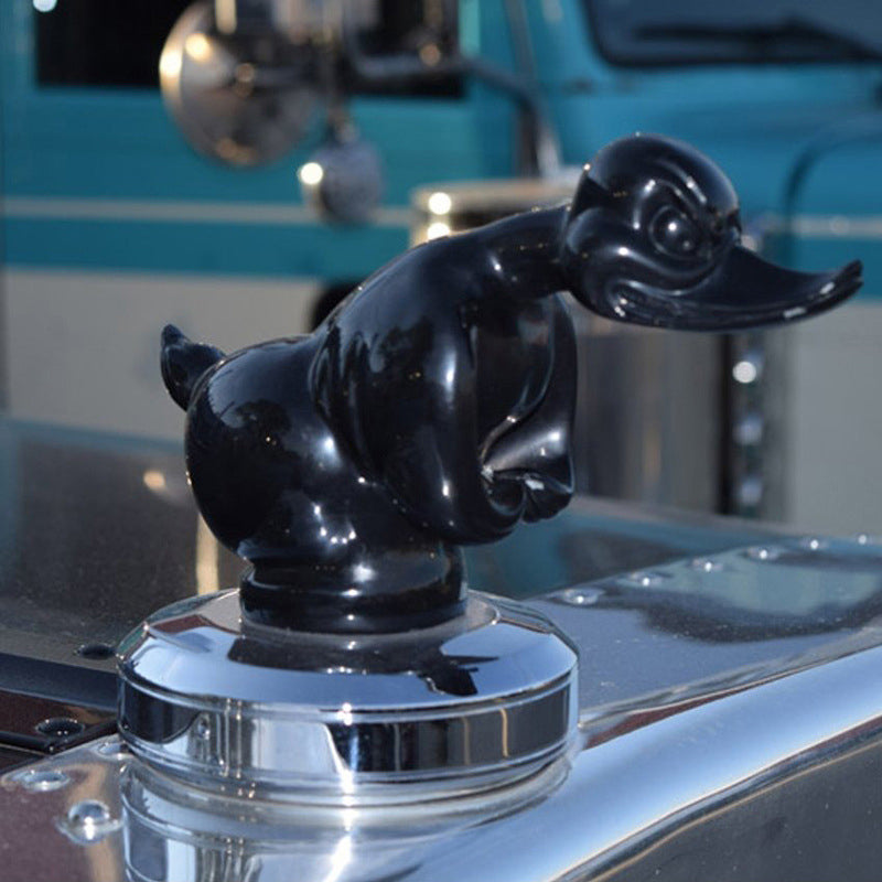 Angry Rubber Duck Radiator Emblem, Chrome-Plated, 6 × 4 Inches