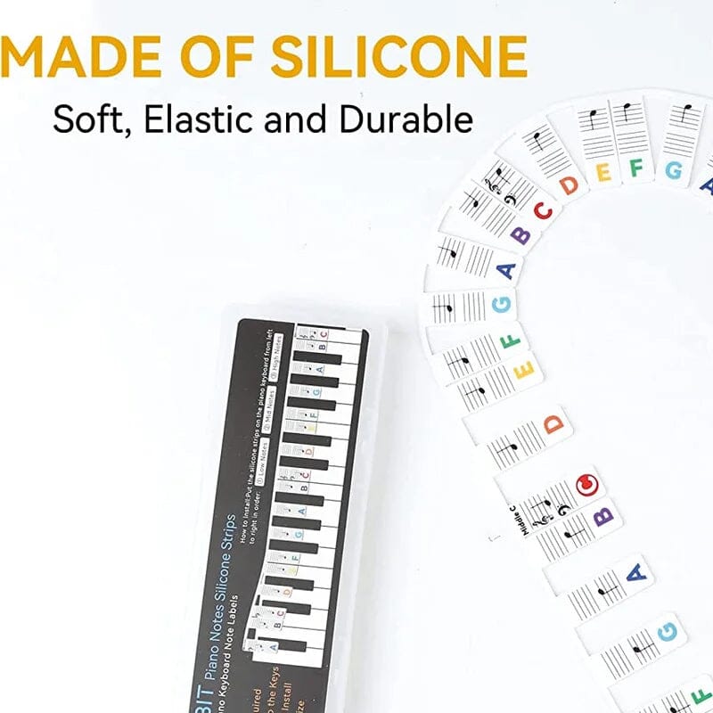 Removable Silicone Piano Keyboard Note Labels for 88-Key Pianos