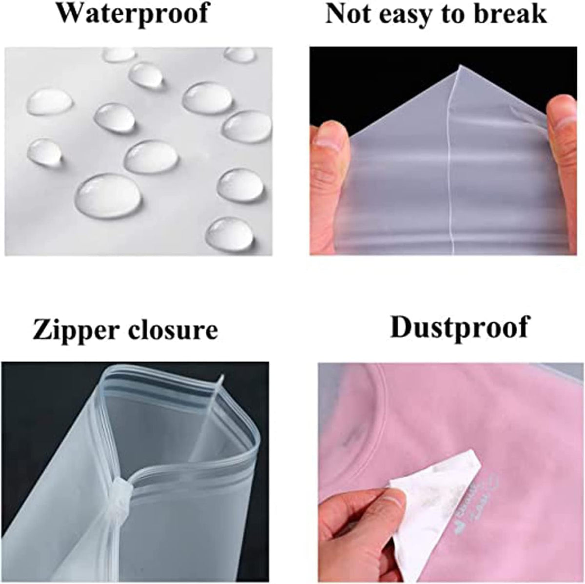 Frosted EVA Zip Storage Bags, 20-Pack, Two Sizes