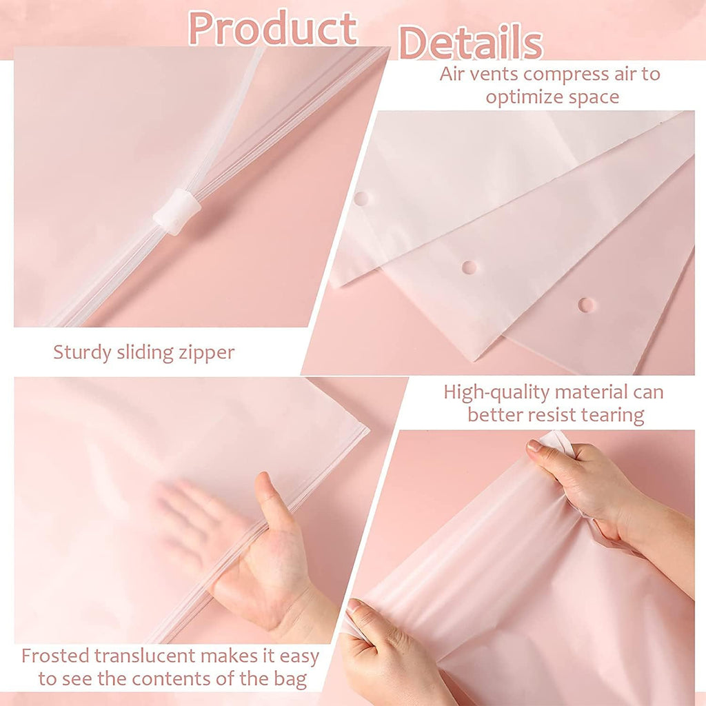 Frosted EVA Zip Storage Bags, 20-Pack, Two Sizes