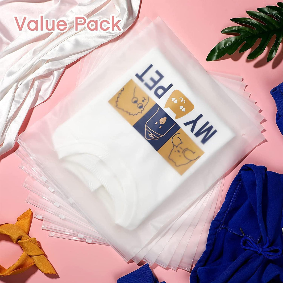 Frosted EVA Zip Storage Bags, 20-Pack, Two Sizes