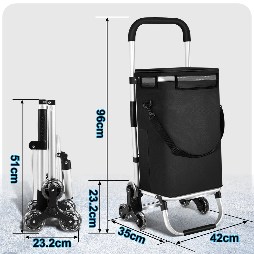 Foldable Shopping Trolley, 40 L, 1680D Oxford Fabric and Aluminum