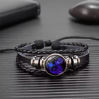 Zodiac Sign Bracelet in Alloy, Leather, Suede and Wax, 16cm + 5cm Adjustable