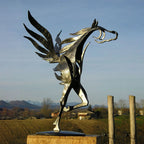 Metal Horse Garden Sculpture, 20 × 20 cm, Rustic Bronze