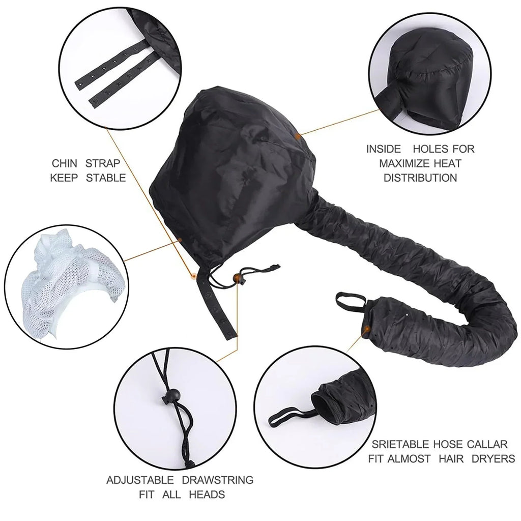 Portable Hair Bonnet Dryer Cap and Mesh Net Plopping Cap