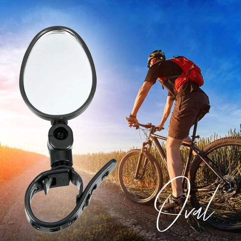 360° Rotatable Bicycle Rearview Mirror, Round or Oval, Handlebar Mount