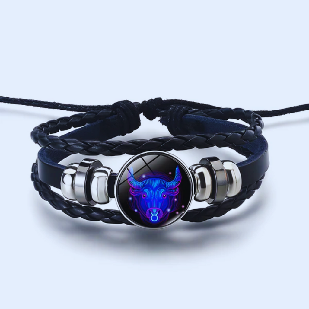 Zodiac Sign Bracelet in Alloy, Leather, Suede and Wax, 16cm + 5cm Adjustable