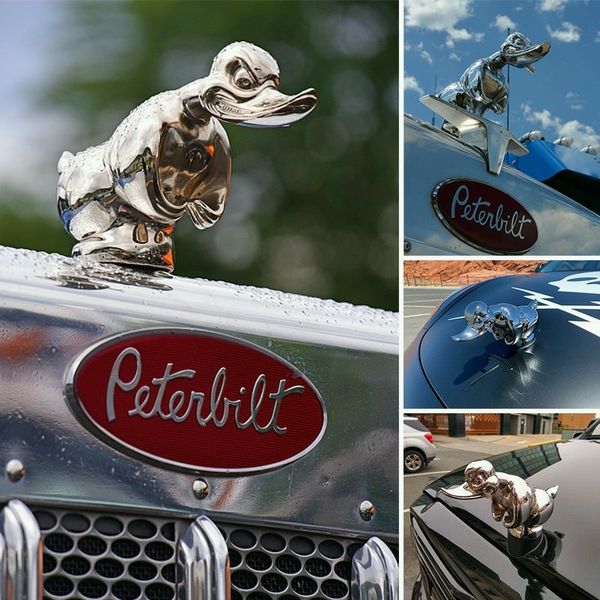 Angry Rubber Duck Radiator Emblem, Chrome-Plated, 6 × 4 Inches