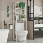 Freestanding 3-Tier Over-the-Toilet Bathroom Storage Shelf with Towel Bar