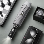 Reverse-Folding Automatic Rain Umbrella with LED Handle, Reflective Tape & 10 Ribs
