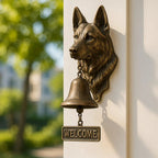 German Shepherd Bronze-Finish Wall Bell, 27 x 13 cm