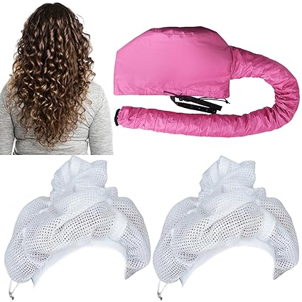 Portable Hair Bonnet Dryer Cap and Mesh Net Plopping Cap