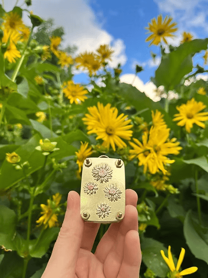 Mini Flower Press, 35 × 50 mm, Silver Sheet and Brass Details