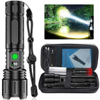 Rechargeable LED Aluminum Flashlight with Adjustable Beam and 5000mAh Battery