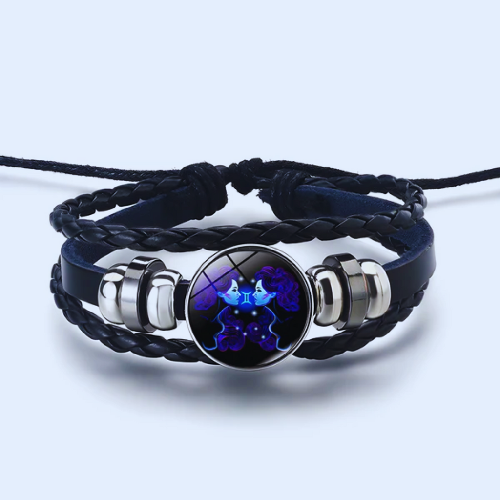 Zodiac Sign Bracelet in Alloy, Leather, Suede and Wax, 16cm + 5cm Adjustable