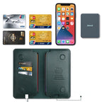 Dual Mobile Phone Storage Wallet with Magnetic Buckle and Cable Access