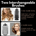 Rotating Hair Dryer and Styler with Two Brushes, 1000W, Adjustable Heat