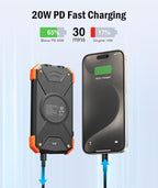 Solar Power Bank with Carabiner, IPX4 Splash Protection