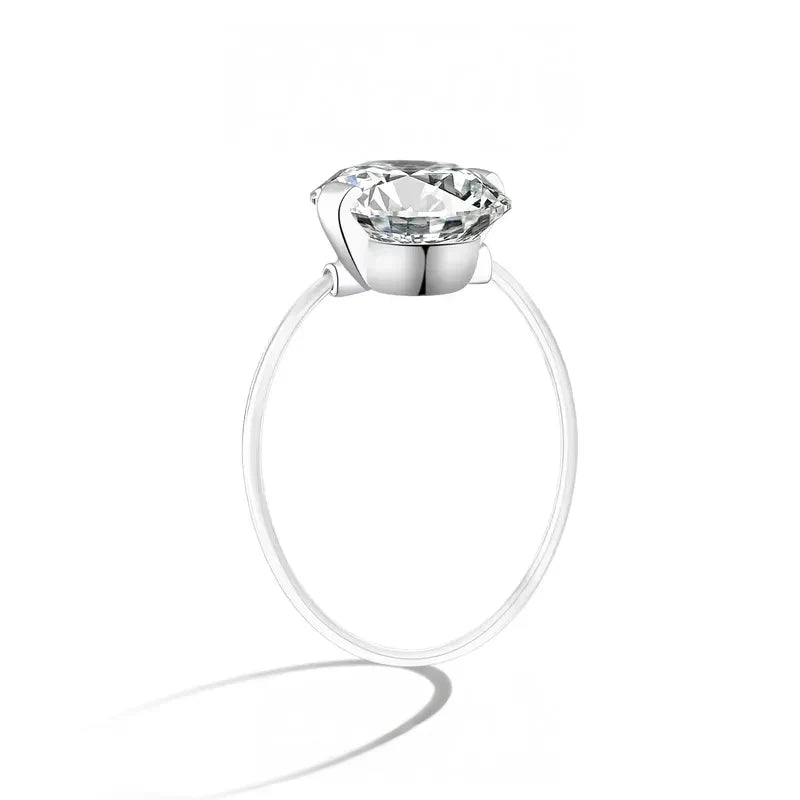 S925 Sterling Silver Moissanite Invisible Band Ring, 1–2 Carat